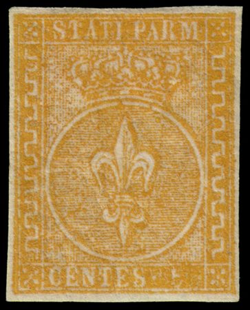PARMA 1853
5c. giallo arancio

Provenienza
Collezione "Nimue"


Cert. G. Bottac