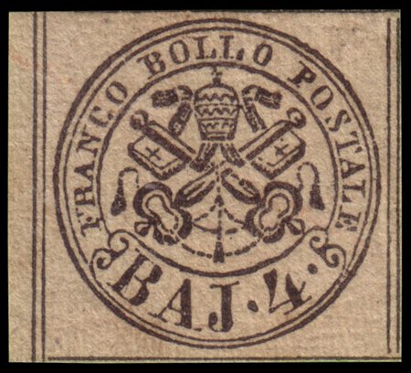 STATO PONTIFICIO 1852
4b. bruno grigio chiaro

Provenienza
Collezione "Nimue"