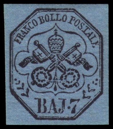 STATO PONTIFICIO 1852
7b. azzurro

Provenienza
Collezione "Nimue"


Cert. A. Ma