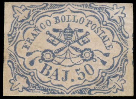 STATO PONTIFICIO 1852
50b. azzurro

Provenienza
Collezione "Nimue"


Cert. En.