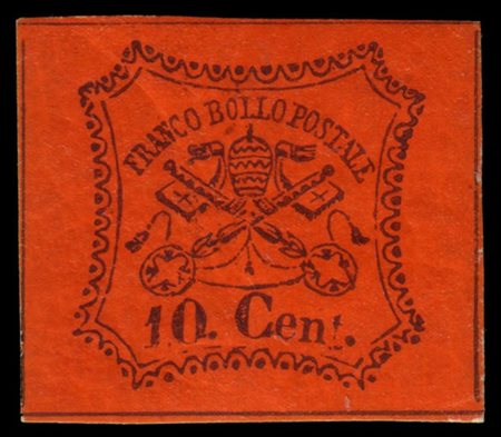 STATO PONTIFICIO 1867
10c. vermiglio arancio

Provenienza
Collezione "Nimue"