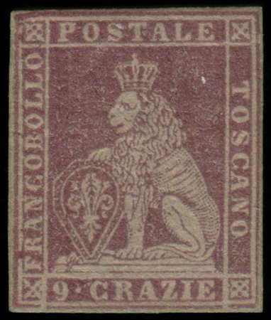 TOSCANA 1851
I emissione. 9cr. bruno violaceo su grigio

Provenienza
Collezione