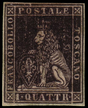 TOSCANA 1857
II emissione. 1q. nero

Provenienza
Collezione "Nimue"


Cert. G.