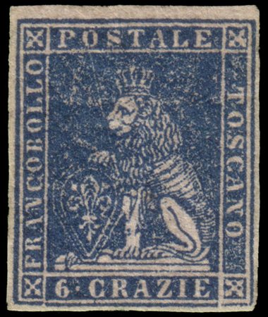 TOSCANA 1857
II emissione. 6cr. azzurro vivo

Provenienza
Collezione "Nimue"