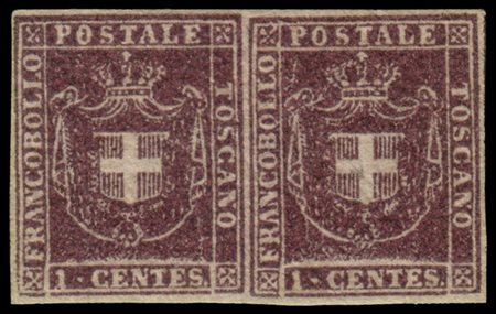 TOSCANA 1860
Governo Provvisorio.
1c. violetto bruno, coppia orizzontale

Prove
