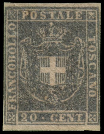 TOSCANA 1860
Governo Provvisorio.
20c. azzurro grigio verdastro chiaro

Proveni