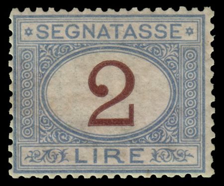 REGNO D'ITALIA 1870
Segnatasse. 2l. azzurro chiaro e bruno

Provenienza
Collezi