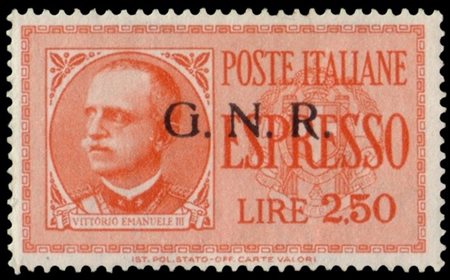 R.S.I. 1943
Tiratura di Brescia
Espressi. 2,50 lire arancio con soprastampa "G.