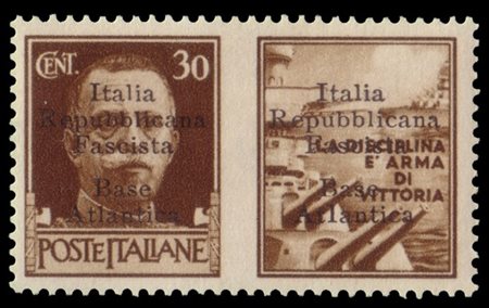 BASE ATLANTICA 1943
Propaganda di guerra. 30c. bruno "Marina" con seconda sopra