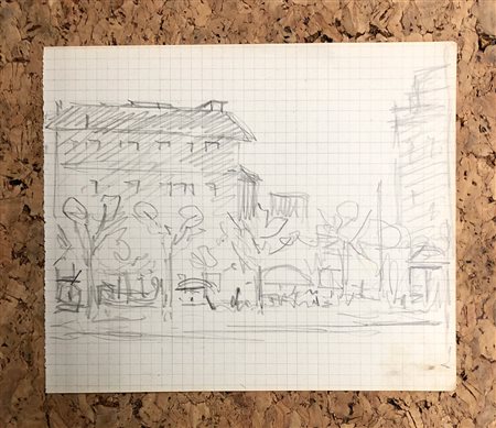 GALILEO CHINI (1873-1956) - Firenze: strada alberata, 1944