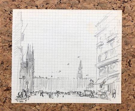 GALILEO CHINI (1873-1956) - Firenze: volo di colombi sulla città, 1944