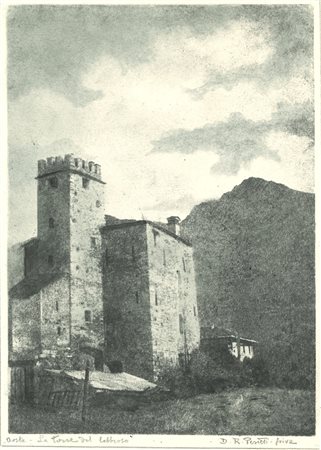 Domenico Riccardo Peretti Griva (1882-1962)  - Aosta - La Torre del Lebbroso, anni 1930