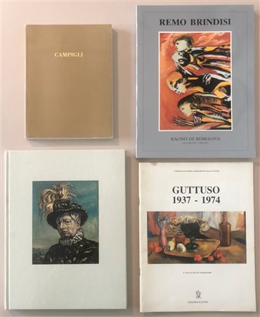 ARTISTI FIGURATIVI ITALIANI (GUTTUSO, CAMPIGLI, BRINDISI, DE CHIRICO) - Lotto unico di 4 cataloghi