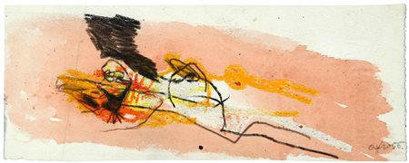 AFRO BASALDELLA Figura 1955 tecnica mista su cartoncino cm 7 x 18 firmata e...