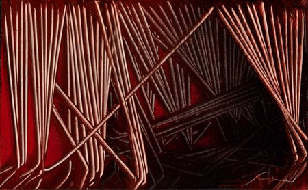 EMILIO SCANAVINO Senza titolo acrilico su cartone su tavola, cm 28 x 45...