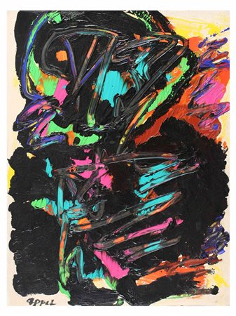 KAREL APPEL Figure 1983 acrilico su carta intelata cm 65 x 50 firmato in...