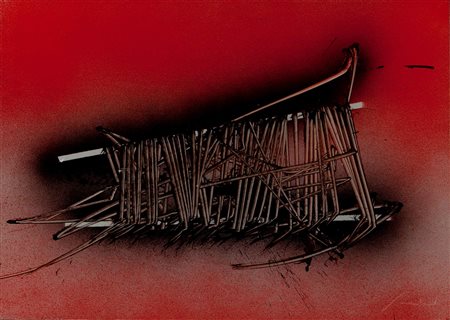 EMILIO SCANAVINO Senza titolo 1970 acrilico su cartone su tavola, cm 50 x 70...