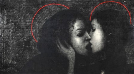 OMAR GALLIANI Nuovi santi nuovi fiori olio su tavola cm 100 x 180 firmato e...