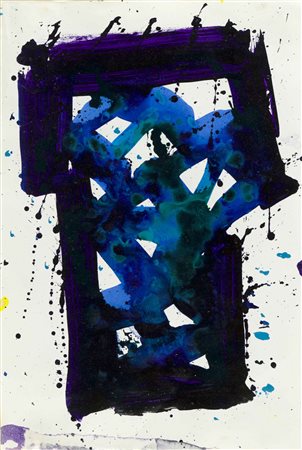 SAM FRANCIS Senza titolo 1974 acrilico su carta cm 34 x 22 firmate e...