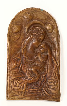 UMBERTO MASTROIANNI Natività placca in bronzo cm 28 x 16 firmata in basso a...