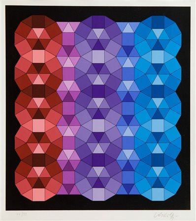 VICTOR VASARELY Senza titolo litografia cm 52 x 47 esemplare 72/99 firmata in...