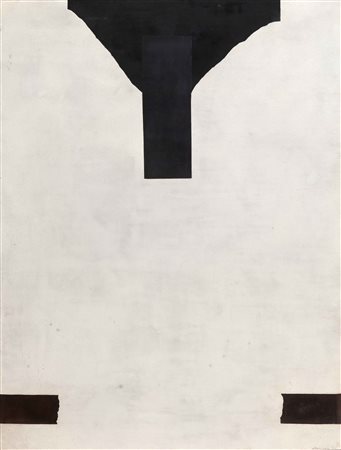 GIUSEPPE SANTOMASO Bianco e nero 1975 olio su tela cm 130 x 97 firmato,...