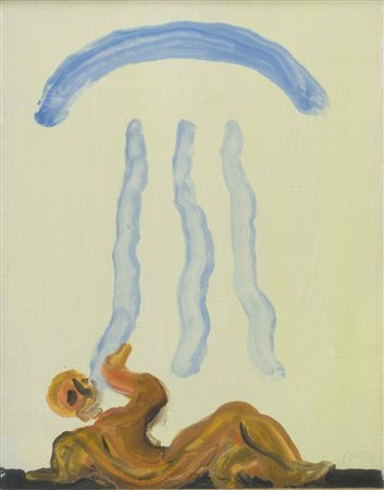 VIRGILIO GUIDI Angoscia 1969 olio su tela cm 25 x 19 firmato sul retro...