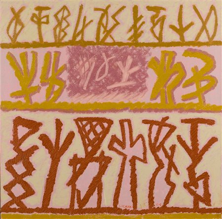 RICCARDO LICATA Senza titolo olio su tela cm.80x80 firmato in basso al centro...