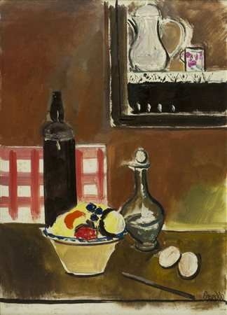 GASTONE BREDDO Composizione con le uova olio su tela cm 70 x 50 firmato in...