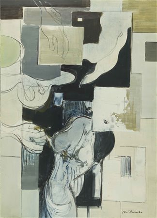 MARIO BIONDA Senza titolo tecnica mista su carta cm 71 x 52 firmato in basso...