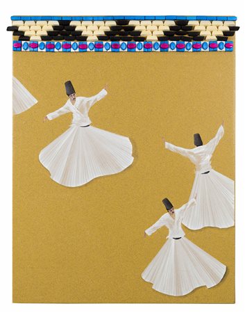 ALDO MONDINO Turcata 2002 olio e cioccolatini su linoleum cm 120 x 90...