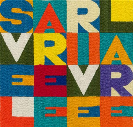 ALIGHIERO BOETTI Svelare e rivelare 1992 ricamo su tessuto cm 23 x 24 firmato...