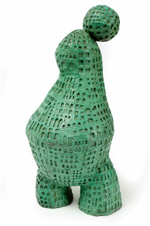 LUIGI MAINOLFI Bronzetto 1986 scultura in bronzo colorata cm 29 x 13 x 14...