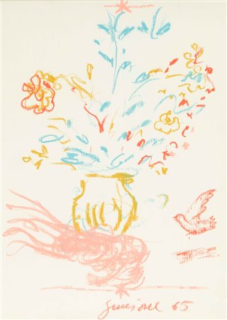 PIERO GUCCIONE Senza titolo, 1965 pastello su carta cm 34 x 25 firmato e...