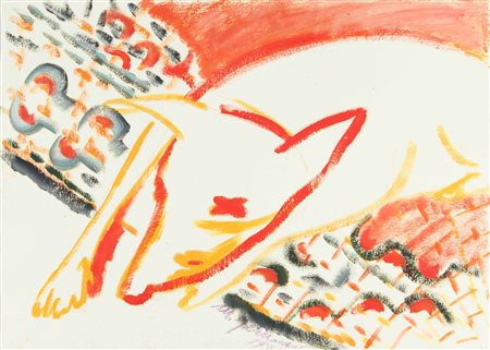 MIMMO GERMANA' Senza titolo 1991 tempera su carta cm 50 x 70 autentica...