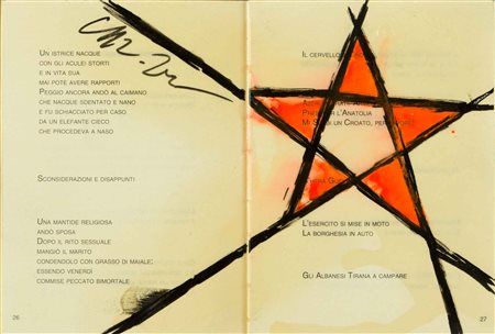 GILBERTO ZORIO Stella tecnica mista su libro (il cervello all'indice) cm 16 x...