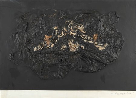 ARTURO CARMASSI Kioko acrilico su carta stropicciata su faesite cm 51 x 70...