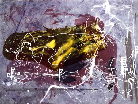 SIGMAR POLKE Senza titolo 1986 tecnica mista su cartone cm 75 x 100 firmato e...