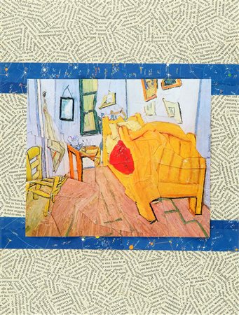 JIRI KOLAR La Chambre abandonnée 1989 collage su tavola cm 40 x 30...