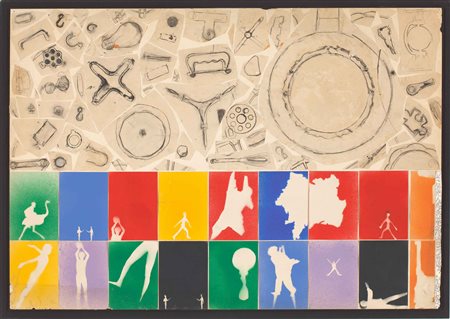 ALIGHIERO BOETTI Senza titolo 1980 tecnica mista su carta cm 70 x 100