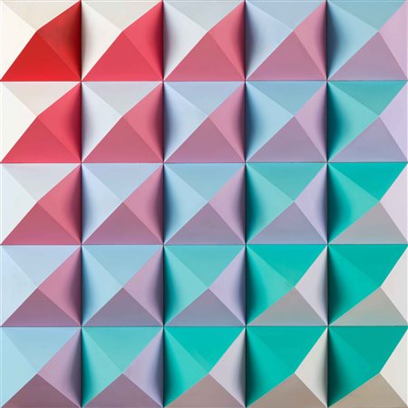 GLATTFELDER HANS J. PYR 290 1972 acrilico su plastica cm 50 x 50 x 11,5...