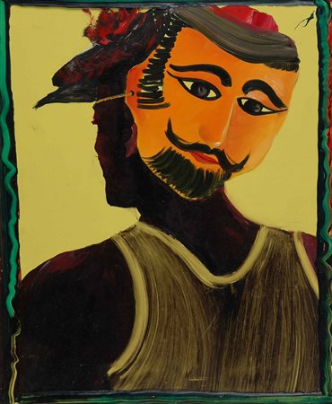 ALDO MONDINO Pe Difendhesse 1992 olio su linoleum cm 50 x 40 firmato e datato...