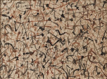 MARK TOBEY Senza titolo 1958 tempera su carta cm 20 x 25 firmato e datato in...