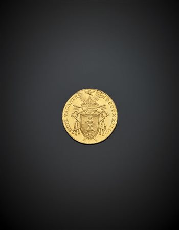 STATO PONTIFICIO
Sede Vacante. "Doppia" di secondo tipo 1823, oro. Zecca di Bol