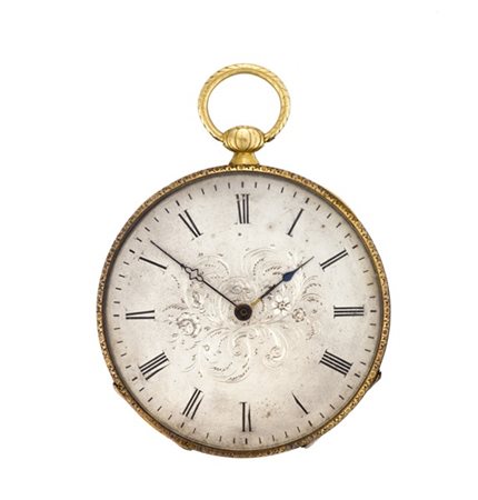 ANONIMO
Orologio da tasca in oro 18K con decoro in smalti
Epoca metà secolo XIX