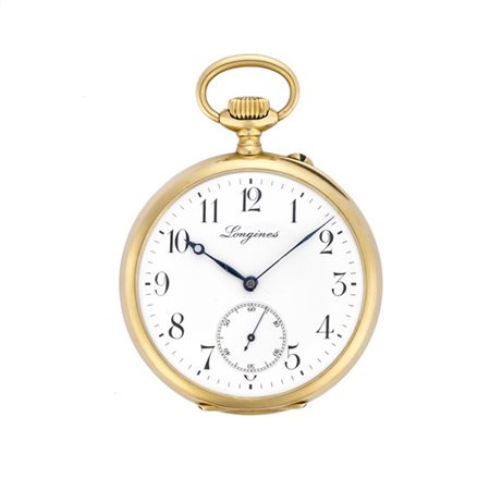 LONGINES 
Orologio da tasca in oro 18K
Epoca inizio secolo XX
Quadrante, movime
