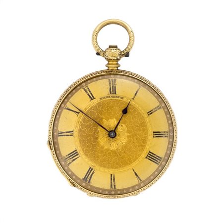 JOHN HARVEY
Orologio da tasca in oro 18K con smalto bordeaux guillochè, bianco