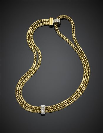 POMELLATO
Collier a fune in oro giallo e bianco rifinito con diamanti per compl