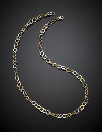 *CUSI
Collier "Infinito" in oro bianco e giallo con diamanti a rifinirlo, g 63,