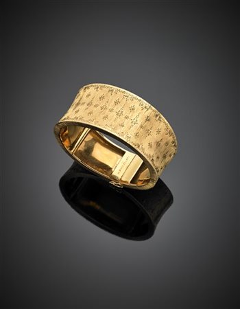 Bracciale modulare in oro giallo satinato e lucido a moduli scalati, g 70,50 ci